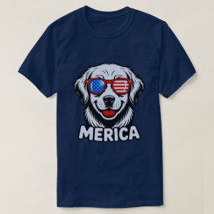 Camiseta Merica Patiotic Dog vidros EUA Bandeira Americana