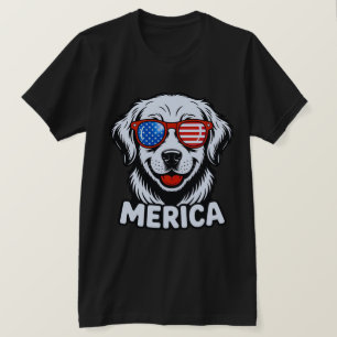 Camiseta Merica Patiotic Dog vidros EUA Bandeira Americana