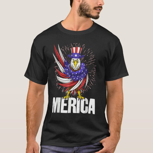 Camiseta Merica Patriotic Eagle 4 De Julho (Frente)