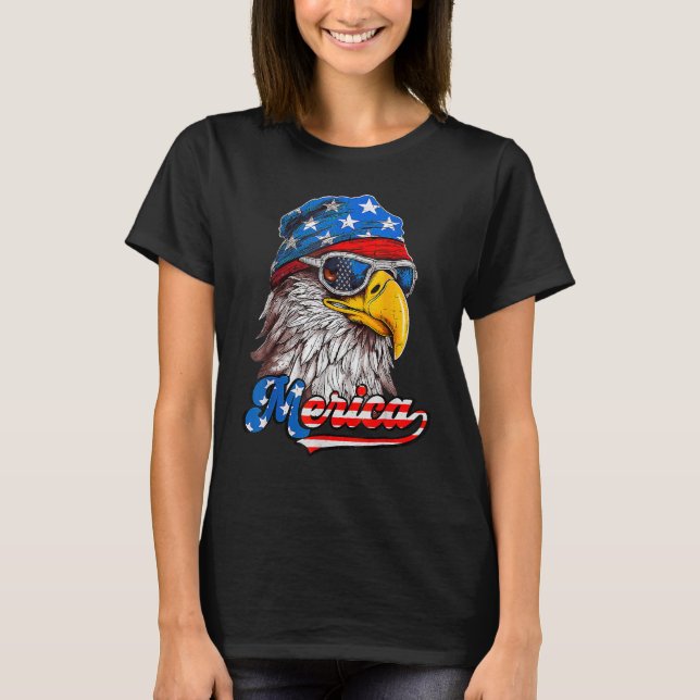 Camiseta Merica Patriotic Eagle USA Bandeira Americana 4º D (Frente)