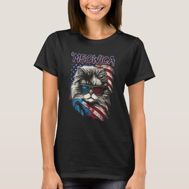 Camiseta Merica Patriotic Persian Cat Meowica 4th of July C (Frente)