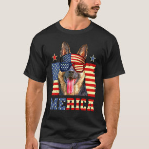 Camiseta Merica Patriótica German shepherd American Flag 4º