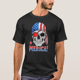 Camiseta Merica Pirate Skull Freedom 4 de julho América Vet