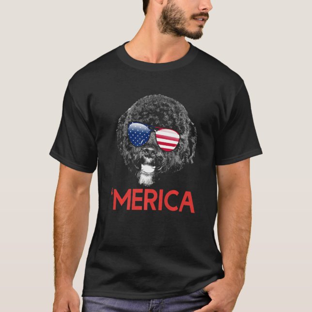 Camiseta Merica Português Cão-De-Água Bandeira Americana 4t (Frente)