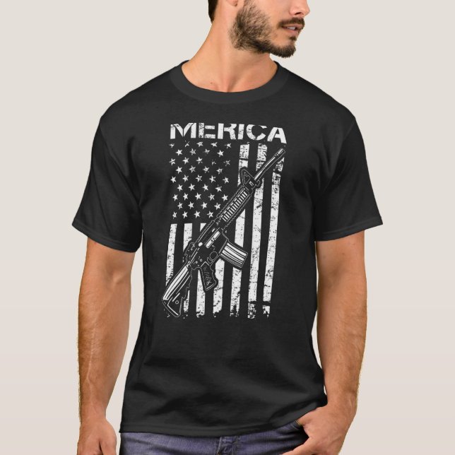 Camiseta MERICA Pro Gun AR15 EUA Emenda ao segundo de Sinal (Frente)