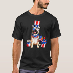 Camiseta Merica Pug Dog Patriótico 4 De Julho Tee Usa Flag