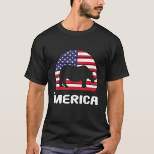 Camiseta Merica Rhino American Flag Usa Patriótica Independ
