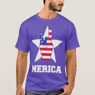 Camiseta Merica Rock Sign 4 de julho americano