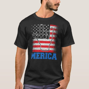 Camiseta Merica Rock Sign 4 de julho EUA Flag