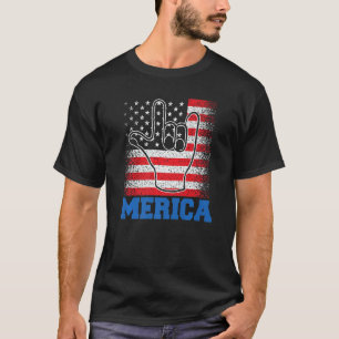 Camiseta Merica Rock Sign 4 de julho EUA Flag