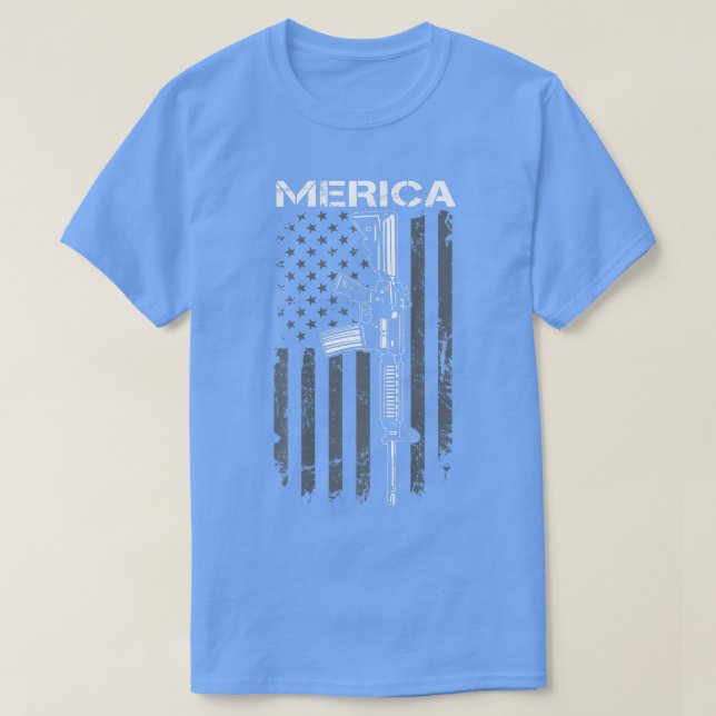 Camiseta MERICA segundo Alteração 4 De Julho AR15 USA Flag  (Frente do Design)