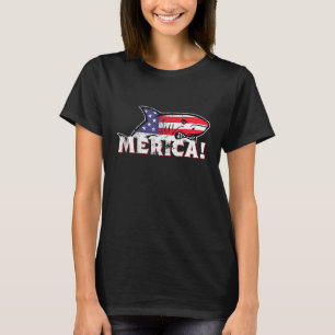 Camiseta Merica Shark 4 De Julho Dia Americano Da Independê