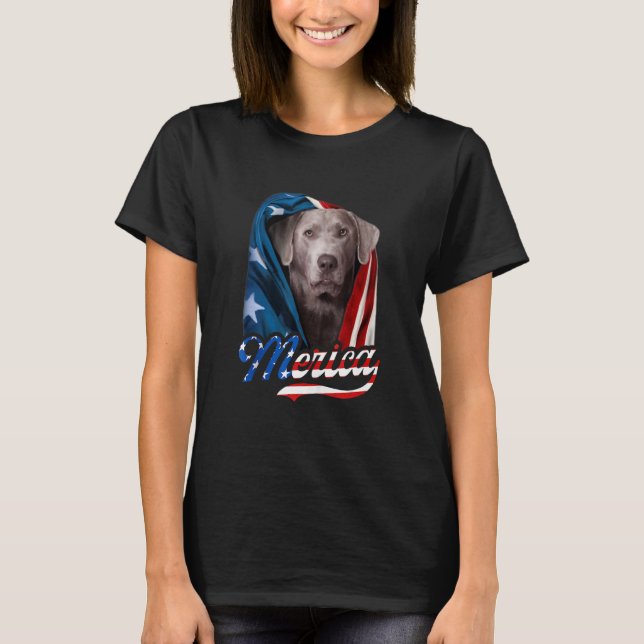 Camiseta Merica SILVER Labrador Dog 4th Of July USA Flag Pa (Frente)