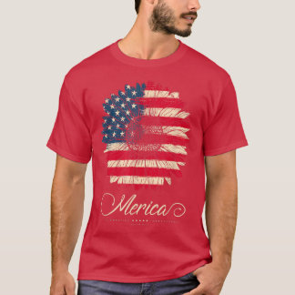Camiseta Merica Sunflower Retro USA Flag 4th of July 