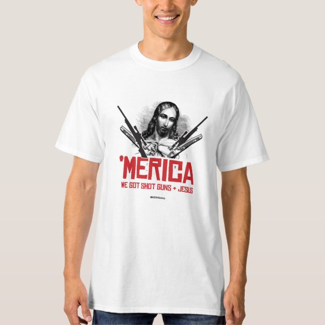 Camiseta Merica, temos armas e Jesus (Frente)