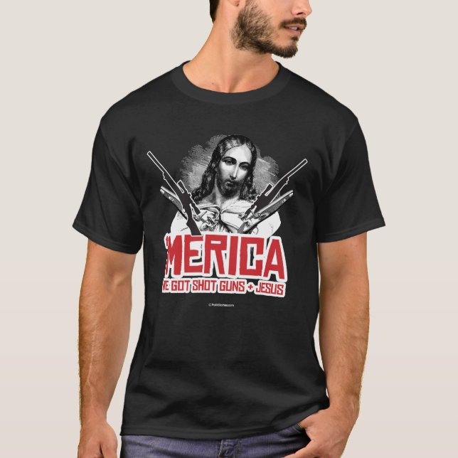 Camiseta 'Merica - Temos Armas e Jesus T-Shirt (Frente)
