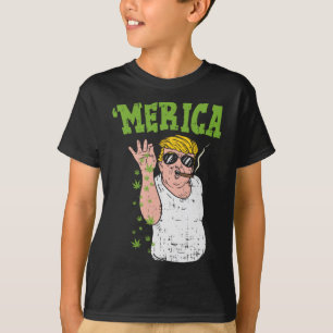 Camiseta Merica Trump Bae Fumando Erva Engraçada Stoner Gif