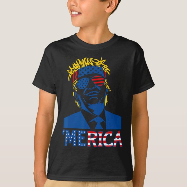 Camiseta Merica Trump Happy 4 De Julho Bandeira Americana T (Frente)