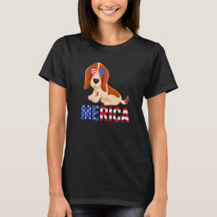 Camiseta Merica Usa Flag Basset Hound Dog Sunvidles 4th Of
