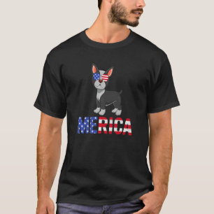 Camiseta Merica Usa Flag Boston Terrier Sunglass 4th Of J
