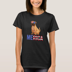 Camiseta Merica Usa Flag Boxer Dog Sunglass Patriótico 4º