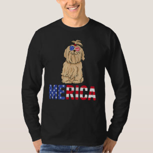 Camiseta Merica Usa Flag Maltês Cachorros Sunglass Patrióti