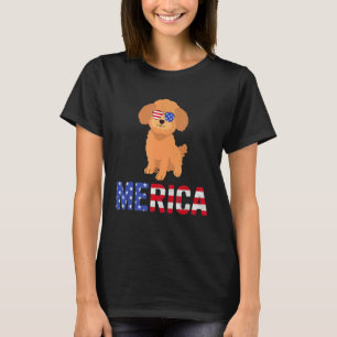 Camiseta Merica Usa Flag Poodle Dog Sunglass Patriotic 4t
