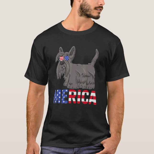 Camiseta Merica Usa Flag Scottish Terrier Dog Sunglasses 4t (Frente)