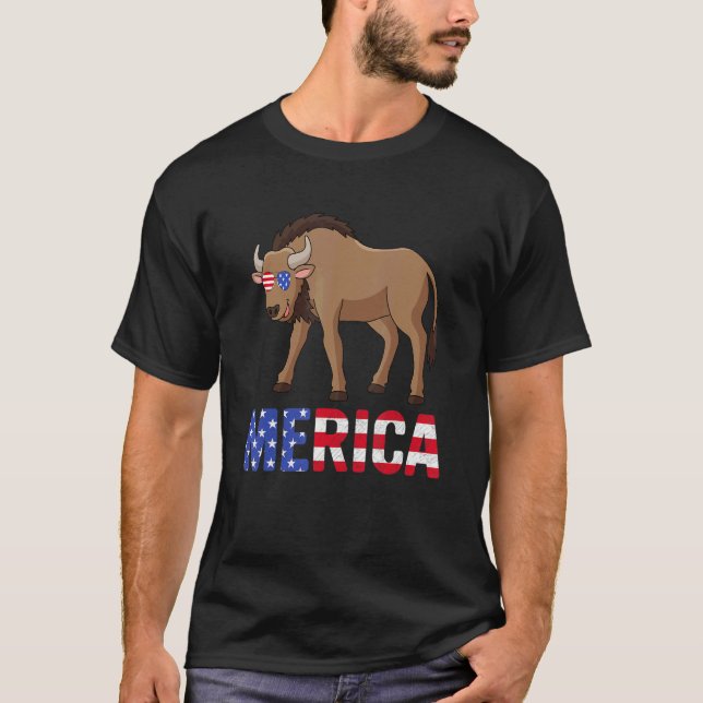 Camiseta Merica Usa Flag Wildebeest Sunglass Patriótico 4t (Frente)