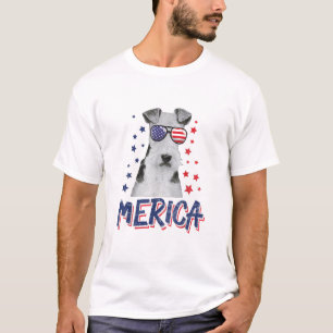Camiseta Merica Wire Fox Terrier Dog 4 De Julho EUA Gift