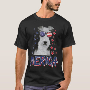 Camiseta Merica Wire Fox Terrier Dog 4 De Julho Presente No