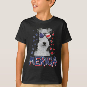 Camiseta Merica Wire Fox Terrier Dog 4 De Julho Presente No