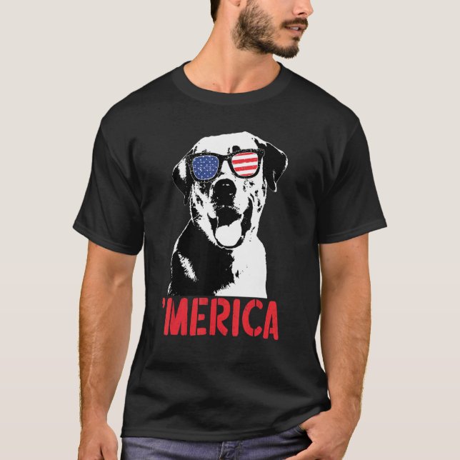 Camiseta Merica Yellow Labrador American Flag Óculos de sol (Frente)