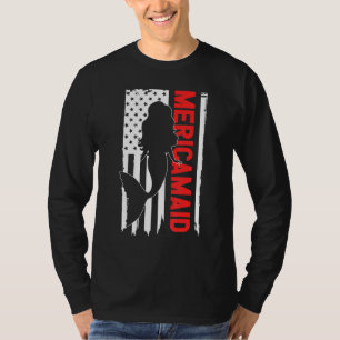 Camiseta Mericamaid American Flag Mermaid Mãe Rapariga 4º D