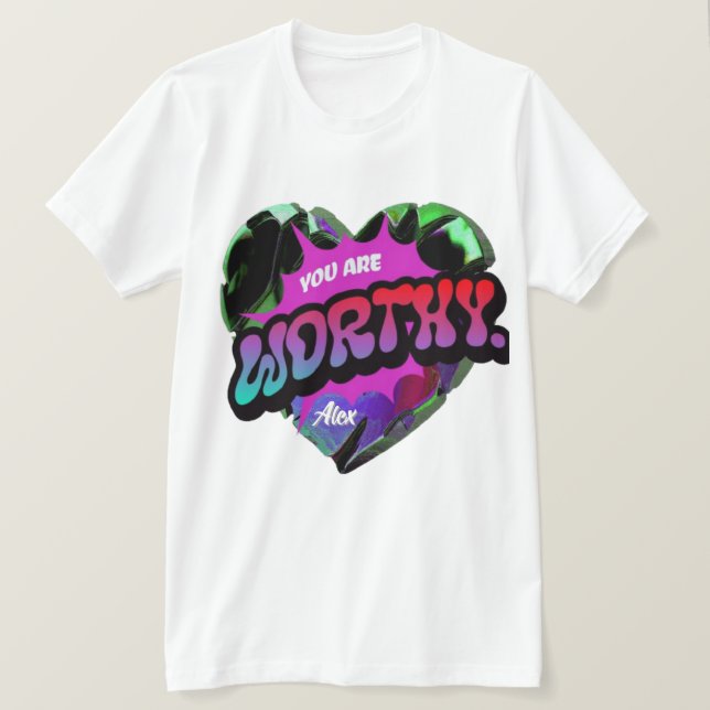 Camiseta Meritíssimo T-Shirt - Dando poder ao amor próprio  (Frente do Design)