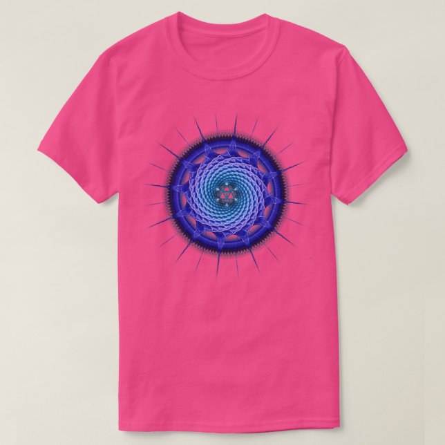 Camiseta Merkaba Espiral Mandala Blue Fractal Geometria (Frente do Design)