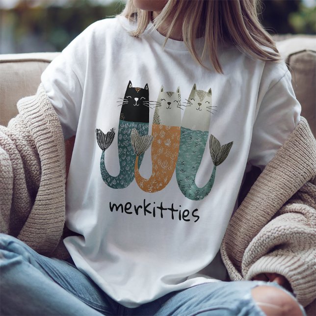 Camiseta Merkitties Cute Cat Mermaid T Shirt (Criador carregado)