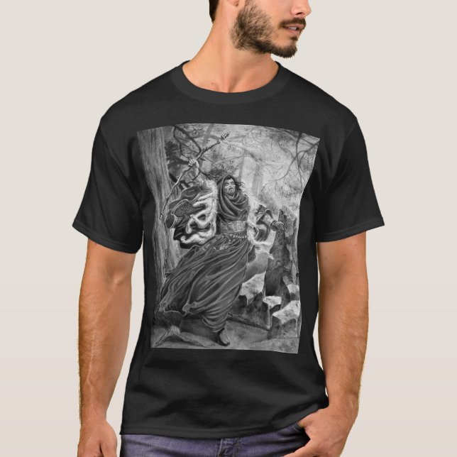 Camiseta Merlin em T-Shirt preto e branco (Frente)