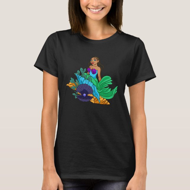 Camiseta Mermaid African American With Braids Cute Gift For (Frente)