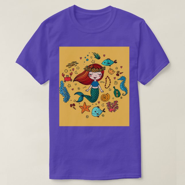 CAMISETA MERMAID AMIDST SHELLS E SEALIFE (Frente do Design)