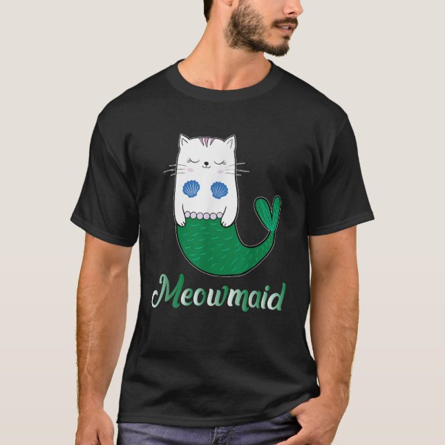 Camiseta Mermaid Ca Meowmaid Cat Lover Magical Purrmaid Gif (Frente)