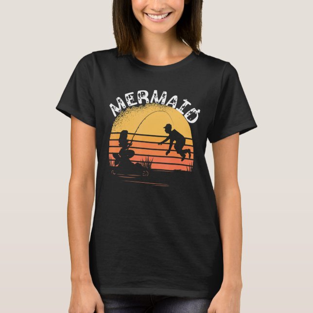 Camiseta Mermaid Clamshell Pesca Aquática Gancho de Peixes  (Frente)