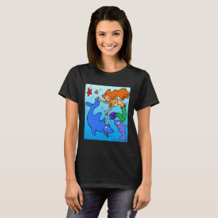 Camiseta Mermaid cômico oceano submarino golfinho obra de 