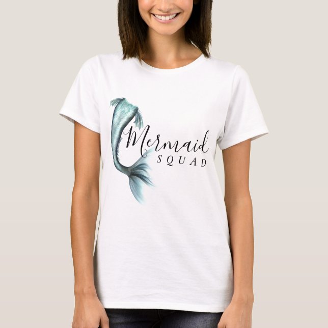 Camiseta Mermaid Crew Aqua | Mint Seafoam Luxe Bridal Party (Frente)