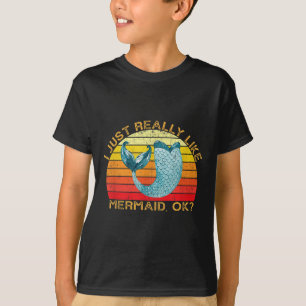 Camiseta Mermaid Funny Animal Quote Com Vintage Shape Desi