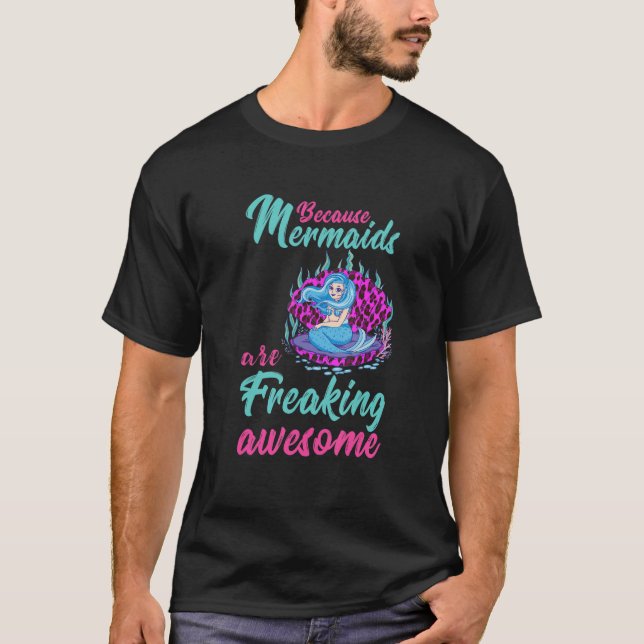 Camiseta Mermaid Leopard Aqua Clamshell Freaking Awesome Se (Frente)