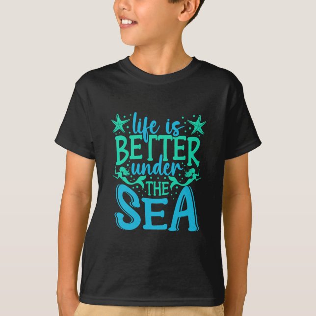 Camiseta Mermaid Life Under The Sea Vacation Marine Biologi (Frente)