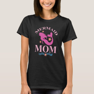 Camiseta Mermaid Mãe Piscina Ocean Beach Festa Rosa