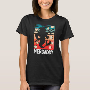 Camiseta Mermaid Pai Merman Swimmer Nadando Da Pai