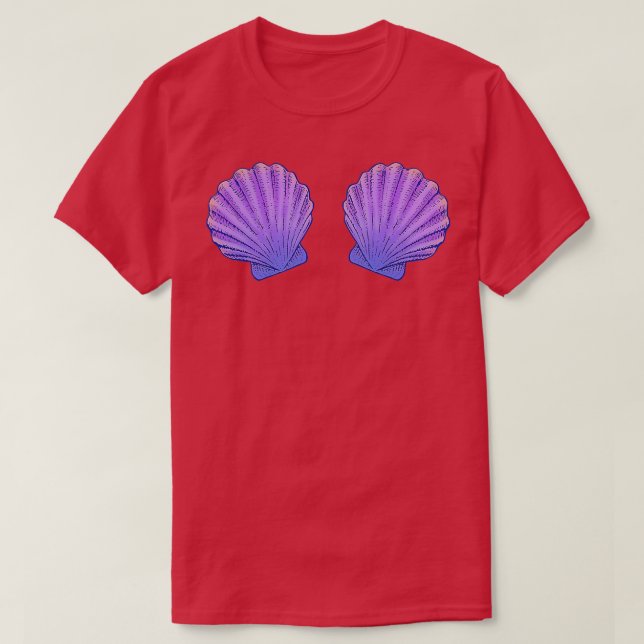 Camiseta Mermaid Sea Shell Bra Costume Seashell (Frente do Design)